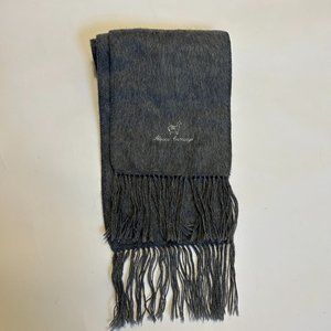 Alpaca Camargo Gray Scarf Fringed Embroidered Soft 9" X 75"